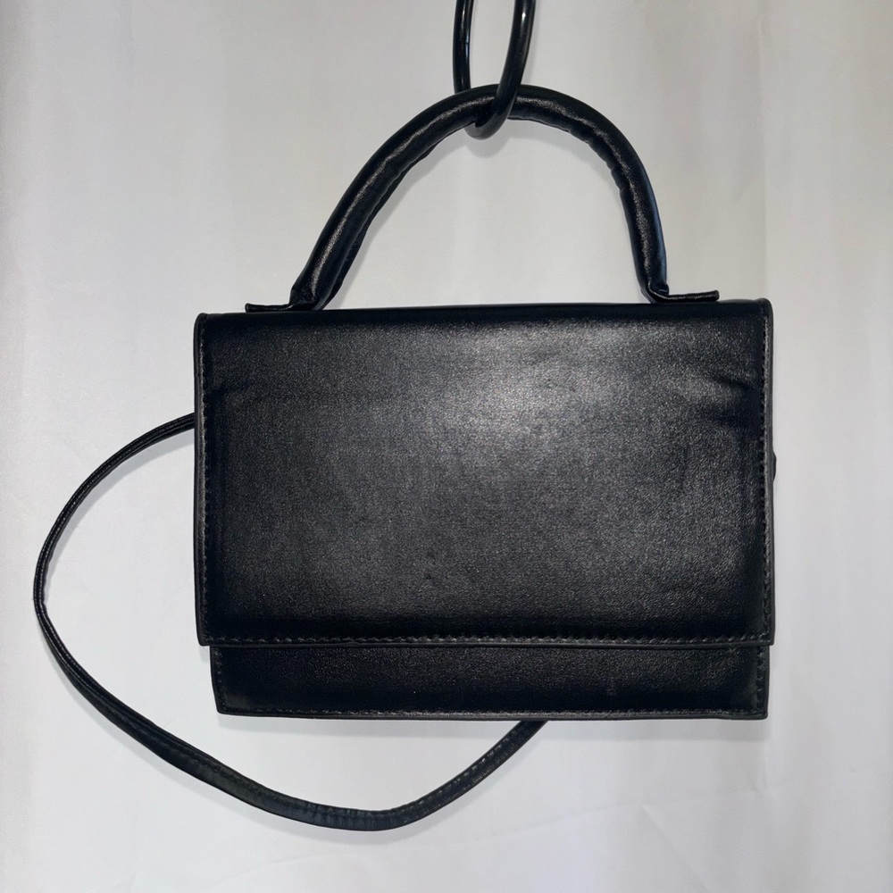 Black Pleather Crossbody Purse
